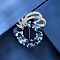 Flower Alloy Rhinestone Brooches for Backpack Clothes, Capri Blue, 52x40mm