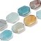 Natural Flower Amazonite Beads Strands, Faceted, Rectangle, with Seed Beads, 21~22x15~17x7~8mm, Hole: 1mm, about 16~20pcs/strand, 15.35~15.75''(39~40cm)