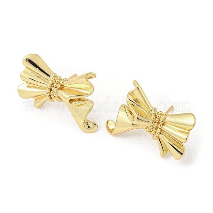 Серьги-гвоздики из латуни с бантом EJEW-F331-31G-1