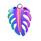 201 Stainless Steel Pendants, Monstera Leaf Charms, Rainbow Color, 27x18x2mm, Hole: 2.5mm
