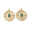 304 Stainless Steel Pendants, Flat Round Charms, with Natural Malachite, Ion Plating(IP), Real 18K Gold Plated, 20x16.5x3.5mm, Hole: 1.2mm