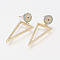 Brass Micro Pave Cubic Zirconia Dangle Ear Studs, Lead Free & Cadmium Free, Triangle, Golden, 42mm, Pin: 0.8mm