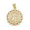 Brass Micro Pave Cubic Zirconia Pendants, Cadmium Free & Lead Free, Religion, Flat Round, Real 18K Gold Plated, 24x21x3.5mm, Hole: 4.5x3.5mm