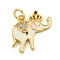 Brass Micro Pave Clear Cubic Zirconia Pendants, with Enamel, Cadmium Free & Nickel Free & Lead Free, Real 18K Gold Plated, Elephant, White, 15x17x2mm, Hole: 3mm