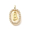 Brass Micro Pave Cubic Zirconia Pendants, Cadmium Free & Nickel Free & Lead Free, Real 18K Gold Plated, Oval with Letter Charms, Letter B, 18.5x11x3.5mm, Hole: 2x1.5mm