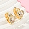 Brass Clear Cubic Zirconia Hoop Earrings, Heart, Real 18K Gold Plated, 18x10.5x21mm