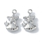Ocean Collection Theme Jewelry, Brass with Cubic Zirconia Charms, Cadmium Free & Nickel Free & Lead Free, Real Platinum Plated, Shell Shape, 12.5x8x3mm, Hole: 1.2mm