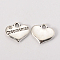Wedding Theme Antique Silver Tone Tibetan Style Heart with Groomsman Rhinestone Charms, Cadmium Free & Lead Free, Crystal, 14x16x3mm, Hole: 2mm