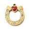 304 Stainless Steel Enamel Pendants, with Rhinestone, Ion Plating(IP), Horse Shoes Charms, Real 18K Gold Plated, 17.5x15x2.5mm, Hole: 1.5mm