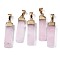 Natural Rose Quartz Pendants, with Golden Iron Pinch Bail, Rectangle, 34x7~8x5mm, Hole: 7x4mm