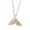 Brass Micro Pave Cubic Zirconia Pendant Necklaces, with 304 Stainless Steel Cable Chains, Fish Tail, Colorful, Golden, 17.91 inch(45.5cm)
