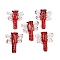 Transparent Lampwork Beads, Handmade Foil Glass Beads, Dragonfly, Red, 24~25x22~23x6~7.5mm, Hole: 1.1~1.2mm