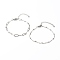 Tarnish Resistant 304 Stainless Steel Paperclip & Satellite Chains Bracelet Set, Stainless Steel Color, 7-1/2 inch(19cm), 2pcs/set