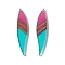 Transparent Resin & Walnut Wood Big Pendants, Leaf Charms, Turquoise, 53x11.5x3mm, Hole: 1.8mm