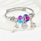 Non-Tarnish 201 Stainless Steel European Bracelet, Charm Bracelet for Women, Dolphin, Inner Diameter: 2-3/8~2-3/4 inch(6~7cm)
