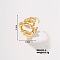 Fashionable Irregular Brass Open Cuff Ring with Hollow Leaf Design, Simple and Exquisite