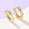 Square Brass Micro Pave Clear Cubic Zirconia Hoop Earrings, Rack Plating, Long-Lasting Plated, Cadmium Free & Lead Free, Real 18K Gold Plated, 13.5x3mm