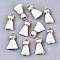 Handmade Polycotton(Polyester Cotton) Tassel Decorations, Pendant Decorations, with Golden Iron Loops, White, 17~21x10x5mm, Jump Ring: 6x0.7mm, Inner Diameter: 4.6mm