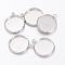 Brass Pendant Cabochon Settings, Plain Edge Bezel Cups, Setting for Cabochon, Flat Round, Lead Free and Cadmium Free and Nickel Free, Platinum, Tray: 14mm, 18x16x2mm, Hole: 1.5mm