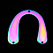 201 Stainless Steel Arch Chandelier Components Links, 3 Hole Links, Laser Cut, Asymmetrical U Shape, Rainbow Color, 32x36x1mm, Hole: 1.6mm