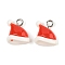 Christmas Theme Opaque Resin Pendants, with Platinum Iron Loop, Christmas Hat, 13x12x7mm, Hole: 2mm