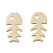 Brass Pendants, Cadmium Free & Lead Free, Fish Bone Charms, Real 24K Gold Plated, 8.5x4.5x0.2mm, Hole: 0.8mm