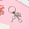 Alloy Enamel & Rhinestone Keychain, with Iron Findings, White, 8cm