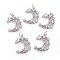 Brass Micro Pave Cubic Zirconia Pendants, with Jump Rings, Moon, Clear, Platinum, 18.5x15x3.5mm, Hole: 3mm