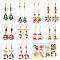 Christmas Theme DIY Earring Making Kit, Including Glass Pearl & Bicone Beads, Brass Earring Hooks, Wreath & House & Santa Claus Alloy Enamel Links & Pendants, Mixed Color, 130Pcs/box