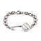 Tarnish Resistant 201 Stainless Steel Clover Skeleton Key Link Bracelet with Coffee Bean chains for Men Women, 304 Stainless Steel Clasps , Stainless Steel Color, 8-1/2 inch(21.5cm)