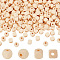 500Pcs Natural Wood Beads, Horizontal Hole, Cube, Floral White, 10x10x10mm, Hole: 3.5mm