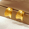 Stylish Stainless Steel Geometric Stud Earrings for Women's Daily Wear, Real 18K Gold Plated, 18.46x15.87mm