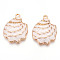 Rack Plating Alloy Enamel Pendant, Cadmium Free & Lead Free & Nickel Free, Golden, Shell Charm, Bisque, 21.5x16x3mm, Hole: 1.6mm