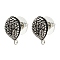 Brass Stud Earring Findings, with Polymer Clay Rhinestones, Teardrop, Platinum, 19.5x11x6.5mm, Pin: 0.7mm