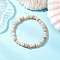 Natural Freshwater Shell Disc Beads Stretch Bracelets for Men Women, Wheat, 1/4 inch(0.7cm), Inner Diameter: 2-1/8 inch(5.5cm)