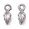 Non-Tarnish 304 Stainless Steel Ice Pick Pinch Bails, Leaf, Stainless Steel Color, 10.5x4mm, Hole: 1.2mm, Pin: 0.8mm
