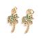Brass Micro Pave Cubic Zirconia Pendants, with Jump Ring, Long-Lasting Plated, Coconut Tree, Green, Golden, 16.5x10x2mm, Hole: 2.5mm