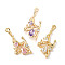 Brass Micro Pave Cubic Zirconia Pendants, Nickel Free, Butterfly, Real 18K Gold Plated, Mixed Color, 28.5x14.5x4.5mm, Hole: 1.6mm