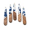 Resin and Walnut Pendants, Teardrop, White, 43.5x7.5x3.5mm, Hole: 1.5mm