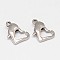 Tarnish Resistant 304 Stainless Steel Lobster Claw Clasps, Heart, Stainless Steel Color, 7.5x11x3mm, Hole: 1mm