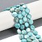 Dyed Natural Howlite Beads Strands, Faceted Pentagonal Cut, Flat Round, with Seed Beads, Cyan, 10~10.5x5~6mm, Hole: 1mm, about 32~33pcs/strand, 15.75''(40cm)