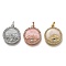 Brass Micro Pave Clear Cubic Zirconia Pendants, Long-Lasting Plated, with Jump Rings & Enamel, Flat Round with Eye, Mixed Color, 18x16x2.7mm, Hole: 3.2mm