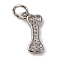 Brass Micro Pave Cubic Zirconia Pendants, Bone Charms, with Jump Ring, Long-Lasting Plated, Cadmium Free & Lead Free, Rack Plating, Platinum, 14x6.5x1.5mm, Hole: 3mm