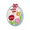 Flower Theme Printed Acrylic Cabochons, Colorful, 36x26.5x2.3mm