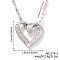 Elegant Brass Pave Clear Cubic Zirconia Heart Pendant Necklaces for Girls, Platinum, 15.75 inch(40cm)