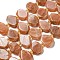 Natural Sunstone Beads Strands, with Seed Beads, Faceted Rectangle, 12~14.5x16~18x5~7mm, Hole: 1.2mm, about 23pcs/strand, 14.84 inch(37.7cm)