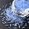 Transparent Glass Bugle Beads, Round Hole, Light Blue, 3~8x2mm, Hole: 0.7mm, about 450g/pound
