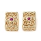 Rack Plating Brass with Cubic Zirconia Beads, Long-Lasting Plated, Lead Free & Cadmium Free, Hollow Rectangle, Golden, 11.5x9x10mm, Hole: 2mm