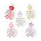 Transparent Acrylic and Glass Pendants, with Iron Flat Head Pins and Tibetan Style Alloy Beads, Random Color, 28x18x5mm, Hole: 1.8mm