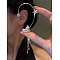 Fashionable Tassel Brass Cuff Earrings, with High Sense of Curve, with Rhinestone, Butterfly, Light Gold, 110x45mm